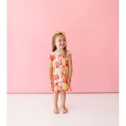 Posh Peanut Little Girl's & Girl's Citrine Henley Ruffled Cap-Sleeve Hi-Low Dress For Kids -Posh Peanu Shop unnamed file 1042
