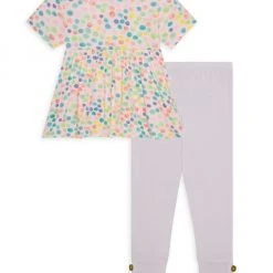 Posh Peanut Little Girl's Estelle Peplum Top & Leggings Set For Kids