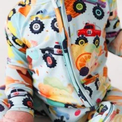 Posh Peanut Baby Boy's Monster Trucks One-Piece Footie For Kids -Posh Peanu Shop unnamed file 124