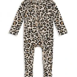 Posh Peanut Baby Girl's Lana Leopard-Print Ruffled Footie For Kids