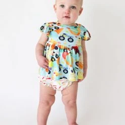 Posh Peanut Baby's & Little Girl's 2-Piece Monster Trucks Peplum Top & Bloomers Set For Kids -Posh Peanu Shop unnamed file 163