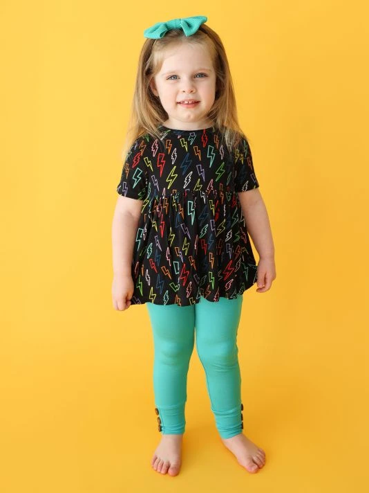 Posh Peanut Little Girl's & Girl's 2-Piece Lightning Bolt Peplum Top & Legging Set For Kids 6 Posh Peanut Little Girl's & Girl's 2-Piece Lightning Bolt Peplum Top & Legging Set For Kids - Image 4