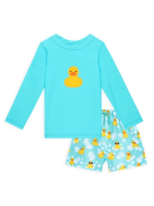 Posh Peanut Baby's & Little Boy's Ducky Rashguard T-Shirt & Swim Trunks Set For Kids 3 Posh Peanut Baby's & Little Boy's Ducky Rashguard T-Shirt & Swim Trunks Set For Kids