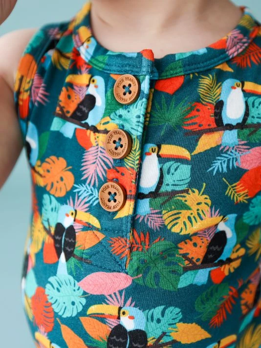 Posh Peanut Baby's Rio Henley Racerback Romper For Kids 4 Posh Peanut Baby's Rio Henley Racerback Romper For Kids - Image 2