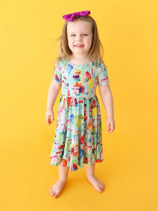 Posh Peanut Little Girl's & Girls Happy Birthday Twirl Dress For Kids 4 Posh Peanut Little Girl's & Girls Happy Birthday Twirl Dress For Kids - Image 2
