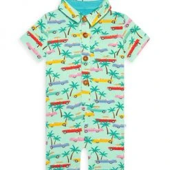 Posh Peanut Baby Boy's Saint Collared Henley Romper For Kids