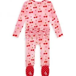 Posh Peanut Baby Girl's Very Cherry Ruffled Footie For Kids -Posh Peanu Shop unnamed file 313