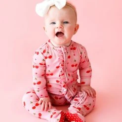 Posh Peanut Baby Girl's Very Cherry Ruffled Footie For Kids -Posh Peanu Shop unnamed file 314