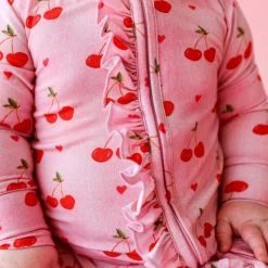 Posh Peanut Baby Girl's Very Cherry Ruffled Footie For Kids -Posh Peanu Shop unnamed file 315