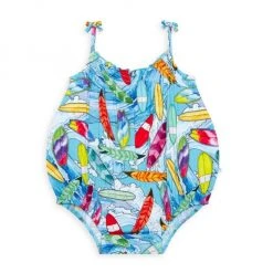 Posh Peanut Baby Girl's Wave Spaghetti Strap Bubble Romper For Kids