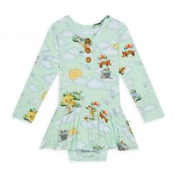 Posh Peanut Baby Girl's Posh Tree House Henley Twirl Bodysuit For Kids