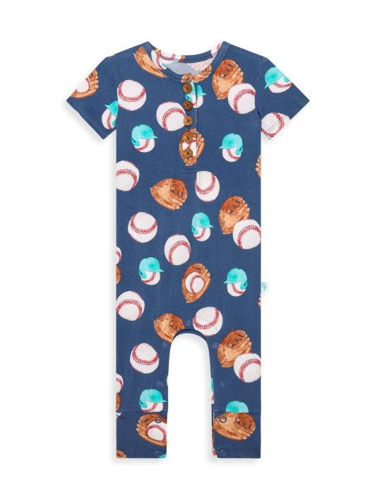 Posh Peanut Baby's & Little Boy's Homer Baseball Print Henley Coveralls For Kids 3 Posh Peanut Baby's & Little Boy's Homer Baseball Print Henley Coveralls For Kids
