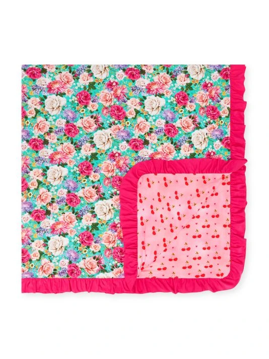 Posh Peanut Baby Girl's Lennon Cherry Ruffled Patoo Blanket For Kids 3 Posh Peanut Baby Girl's Lennon Cherry Ruffled Patoo Blanket For Kids