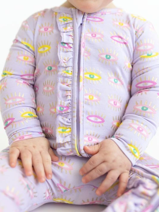 Posh Peanut Baby Girl's Cleo Ruffled Footie For Kids 7 Posh Peanut Baby Girl's Cleo Ruffled Footie For Kids - Image 5