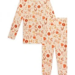 Posh Peanut Little Kid's Alphabet Medley Two-Piece Basic Pajama Set For Kids