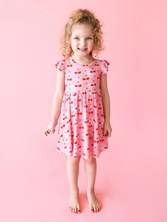 Posh Peanut Little Girl's & Girl's Very Cherry Twirl Dress For Kids 4 Posh Peanut Little Girl's & Girl's Very Cherry Twirl Dress For Kids - Image 2