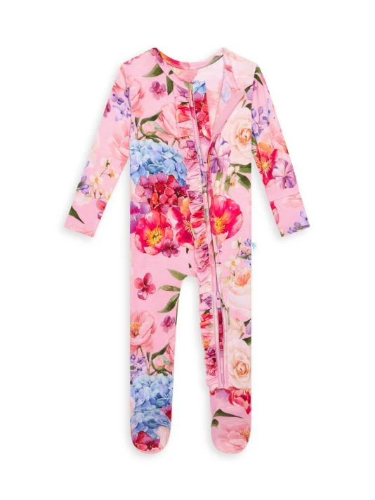 Posh Peanut Baby Girl's Brisa Ruffled Double Zip One-Piece Footie For Kids 5 Posh Peanut Baby Girl's Brisa Ruffled Double Zip One-Piece Footie For Kids - Image 3