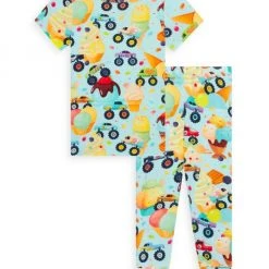 Posh Peanut Little Boy's 2-Piece Monster Trucks Basic Pajama Set For Kids