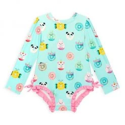 Posh Peanut Baby's & Little Girl's Donuts Frill-Trim Rashguard Swimsuit For Kids