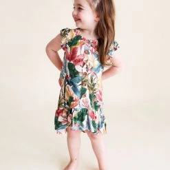 Posh Peanut Little Girl's Tropicana Henley Ruffled Hi-Low Dress For Kids -Posh Peanu Shop unnamed file 703