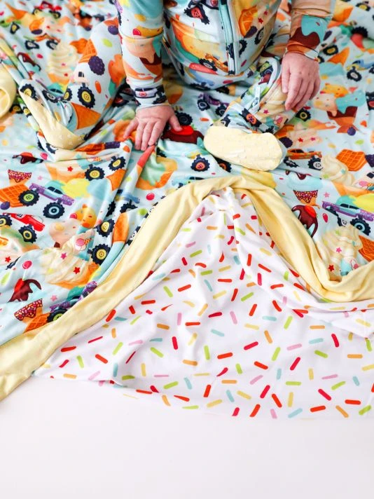 Posh Peanut Monster Trucks Sprinkles Luxe Patoo Blanket For Kids 6 Posh Peanut Monster Trucks Sprinkles Luxe Patoo Blanket For Kids - Image 4