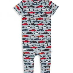 Posh Peanut Baby Boy's Miles Car Print Short-Sleeve Jumpsuit For Kids