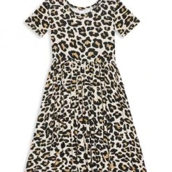 Posh Peanut Little Girl's Lana Leopard-Print Twill Ruffle Dress For Kids