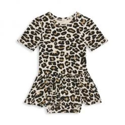 Posh Peanut Baby Girl's Lana Leopard-Print Twill Skirt Bodysuit For Kids