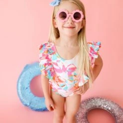 Posh Peanut Little Girl's Ozzy One-Piece Ruffled Flutter Sleeve Swimsuit For Kids -Posh Peanu Shop unnamed file 763