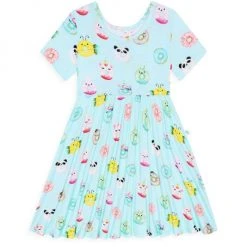 Posh Peanut Little Girl's Donuts Short-Sleeve Twirl Dress For Kids