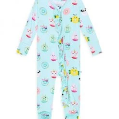 Posh Peanut Baby Girl's Donuts Ruffled One-Piece Footie For Kids