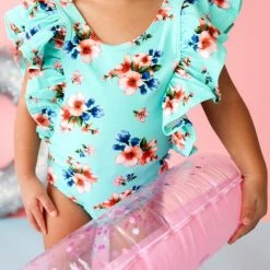 Posh Peanut Little Girl's & Girl's Aisha One-Piece Flutter Sleeve Swimsuit For Kids -Posh Peanu Shop unnamed file 835