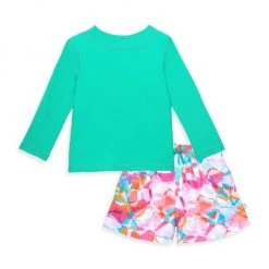 Posh Peanut Little Boy's & Boy's Ozzy Swim Trunks & Rashguard T-Shirt Set For Kids