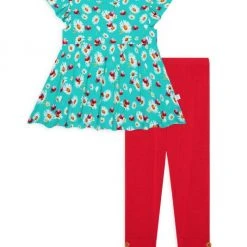 Posh Peanut Little Girl's & Girl's 2-Piece Ladybug Ruffled Peplum Top & Legging Set For Kids