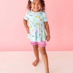 Posh Peanut Little Girl's 2-Piece Donuts Peplum Top & Ruffled Shorts Set For Kids -Posh Peanu Shop unnamed file 921