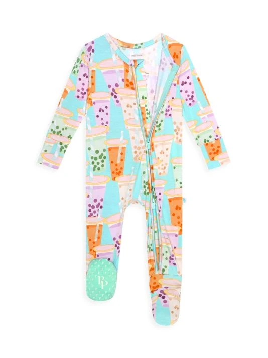 Posh Peanut Baby's Boba Time Double-Zip Footie For Kids 4 Posh Peanut Baby's Boba Time Double-Zip Footie For Kids - Image 2