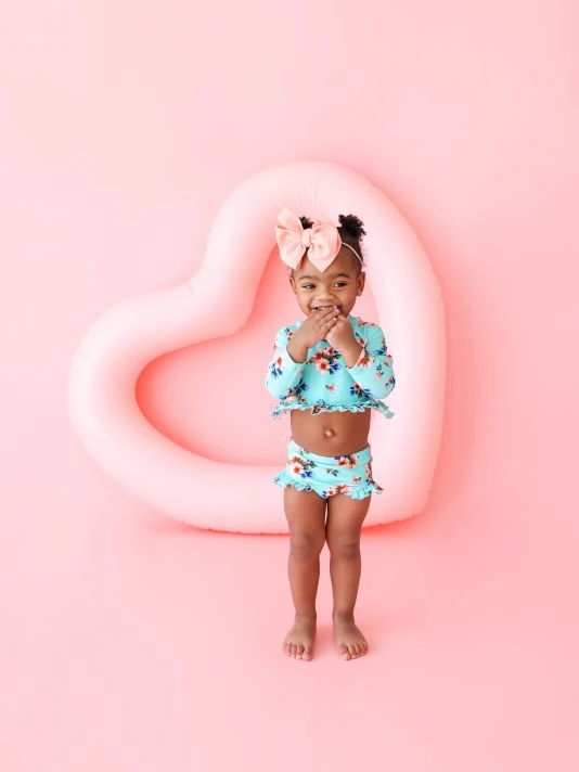 Posh Peanut Baby Girl's & Little Girl's Aisha Rashguard Top & Ruffle Bloomer Set For Kids 7 Posh Peanut Baby Girl's & Little Girl's Aisha Rashguard Top & Ruffle Bloomer Set For Kids - Image 5