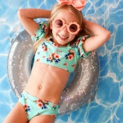 Posh Peanut Little Girl's & Girl's Aisha 2-Piece Puff Sleeve Swimsuit For Kids -Posh Peanu Shop unnamed file 953