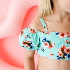 Posh Peanut Little Girl's & Girl's Aisha 2-Piece Puff Sleeve Swimsuit For Kids -Posh Peanu Shop unnamed file 955