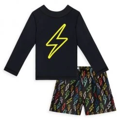 Posh Peanut Baby Boy's Zack Rashguard T-Shirt & Swim Trunks Set For Kids