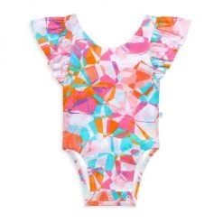 Posh Peanut Baby Girl's Ozzy One-Piece Ruffled Cap Sleeve Swimsuit For Kids