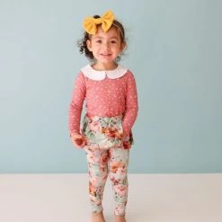 Posh Peanut Little Girl's 2-Piece Cheyenne Collared Top & Peplum Leggings Set For Kids -Posh Peanu Shop unnamed file 994